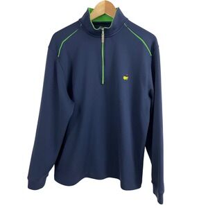 Masters Tech Quarter Zip Pullover Mens Large Navy Blue Green Golf